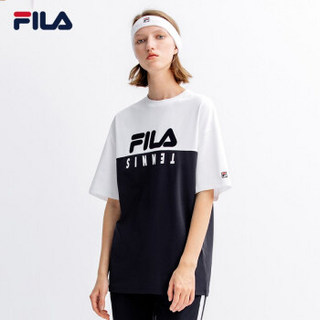 FILA 斐乐官方 女子短袖T恤 2019夏新款运动休闲宽松短袖衫女短T RD宝蓝-NV 175/92A/XL