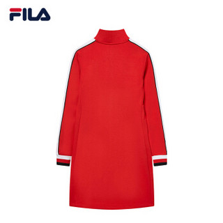 FILA（斐乐）2019 W系列连衣裙女春季新款运动休闲裙小高领LOGO优雅连衣裙 红色-RD 170/88A/L