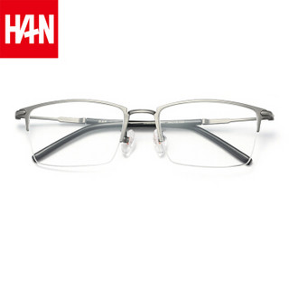 汉（HAN）纯钛近视眼镜框架男女款 防蓝光辐射电脑护目镜 49368 枪 配依视路1.60钻晶A4镜片(0-800度)
