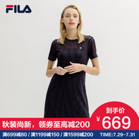 FILA 斐乐官方女子连衣裙 2019夏季新款优雅蕾丝短袖连衣裙两件套 传奇蓝-NV（不可机洗） 170/88A/L