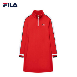 FILA（斐乐）2019 W系列连衣裙女春季新款运动休闲裙小高领LOGO优雅连衣裙 红色-RD 165/84A/M