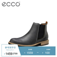 ECCO爱步2018冬季新款皮靴短筒切尔西靴男 肯顿512074 黑色51207457066 43