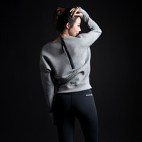 MSGD运动卫衣 女子太空棉宽松拉链短款长袖上衣 月影灰 L(现货开售)