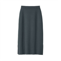 無印良品 MUJI 無印良品 女式 羊毛混双面针织 裙 深灰色 女式XS-S
