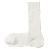 无印良品 MUJI 男式 秘鲁棉混罗纹袜 本白色 24-26cm