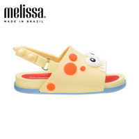 mini melissa梅丽莎19年春季鲨鱼撞色露趾可爱小童凉鞋 米色/橘色 内长15.5cm