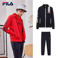 FILA（斐乐）套装男2019春季新款休闲运动时尚外套针织长裤运动男套装 传奇蓝-F11M918508FNV，F11M918 165/88A/S