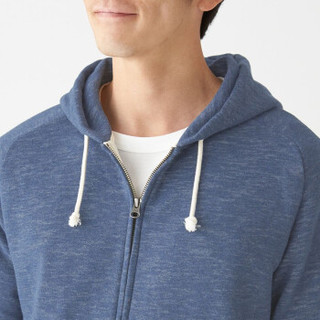 無印良品 MUJI 無印良品  男式 粗细不均棉纱毛圈 拉链连帽衫 海军蓝 M