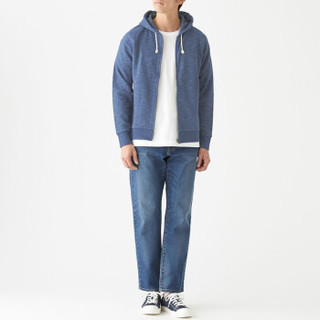 無印良品 MUJI 無印良品  男式 粗细不均棉纱毛圈 拉链连帽衫 海军蓝 M