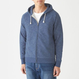 無印良品 MUJI 無印良品  男式 粗细不均棉纱毛圈 拉链连帽衫 海军蓝 M