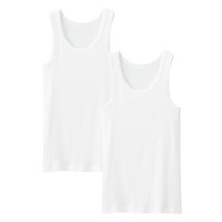 无印良品 無印良品 MUJI 男式 无侧缝粗罗纹编织 背心 2件装 白色 L