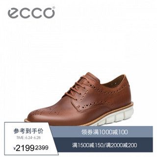 ECCO爱步商务休闲鞋男士圆头复古德比鞋透气正装鞋 杰里米602664 棕色60266401053 44