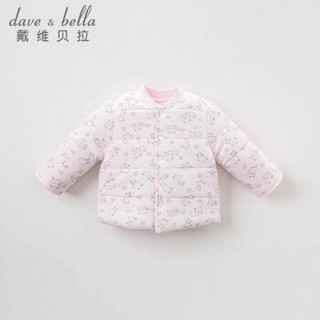 davebella戴维贝拉冬季新品男女童儿童加厚保暖棉服 宝宝棉袄棉衣 粉色印花 100cm(4Y（建议身高90-100cm）)