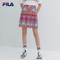 FILA 斐乐官方 女子短裙 2019夏季新款时尚运动满印半身裙女裙 满印-PK XS