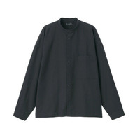 無印良品 MUJI 無印良品  Labo 男女通用 牛津棉 立领衬衫 黑色 L-XL