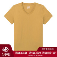 無印良品 MUJI 無印良品 女式 棉V领短袖T恤 暗黄色 XS