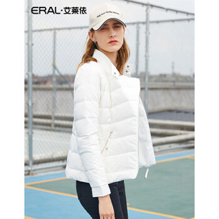 ERAL/艾莱依2018秋冬新款斜拉链轻薄羽绒服女617102014 本白 155/80A/S