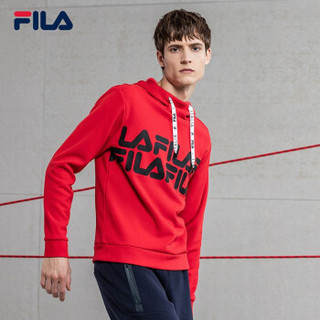 FILA（斐乐）男卫衣2019春季新品运动休闲时尚街头连帽LOGO印卫衣男 RD红-RD 170/92A/M