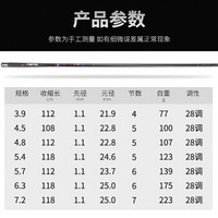 光威台钓鱼竿轻台钓竿28调龙影7.2米6.3米5.4米渔具鱼竿套装垂钓用品硬钓鱼竿手竿 龙影7.2米+竿梢+