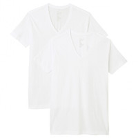 无印良品 無印良品 MUJI 男式 棉V领短袖T恤 2件装 白色 M