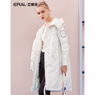 ERAL/艾莱依2018新款羽绒服女中长款连帽大衣 本白 155/80A/S