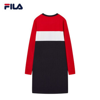 FILA（斐乐）官方 女子连衣裙2019春季新款红白蓝撞色优雅连衣裙女服 传奇蓝-NV 165/84A/M