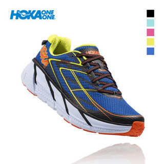 HOKA ONE ONE男Clifton 3公路跑运动鞋男透气减震跑步鞋男马拉松 蓝/橘红 42.5 / US 9