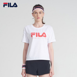 FILA斐乐2018 R系列女运动短袖新品吸湿排汗短袖女 白色 155/76A/XS