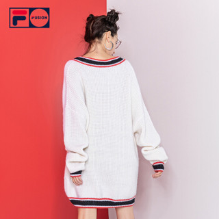 FILA（斐乐）FUSION系列编织衫男女2018冬季新款休闲运动简约大方上衣 标准白-WT 160/84A/XS