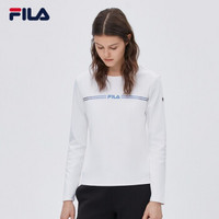 FILA 斐乐官方旗舰店 女子长袖T恤 2019冬季新款运动休闲针织长袖套头衫女装 标准白-WT 170/88A/L