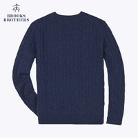 Brooks Brothers/布克兄弟男士19秋冬新品羊毛针织圆领套头毛衣 B475-蓝色 S