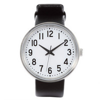 无印良品 MUJI 手表/公园时钟/大 表带：黑色皮革 型号:MJ-PCWB1