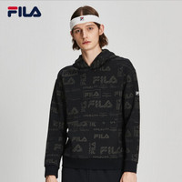 FILA 斐乐官方 男子运动卫衣 2019秋季新款针织连帽卫衣运动装男 玉石白 满印-PT 180/100A/XL