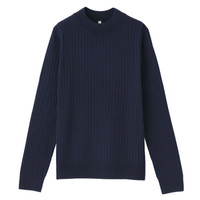 無印良品 MUJI 無印良品 女式 羊毛蚕丝 宽罗纹瓶颈领毛衣 海军蓝 M