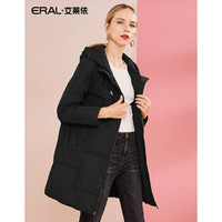 ERAL/艾莱依秋冬新款韩版时尚连帽加厚羽绒服女 黑色 160/84A/M