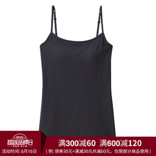 无印良品 MUJI 女式 含桑蚕丝 带罩杯吊带衫 黑色 S