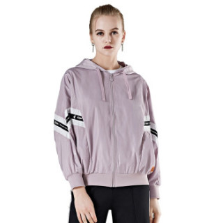 kappa卡帕女款防风衣休闲梭织外套连帽开衫2019款k0922fj86豆沙粉433l