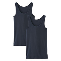 无印良品 無印良品 MUJI 女式 棉罗纹 背心 2件装 海军蓝 XS