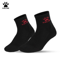 KELME卡尔美毛巾底运动袜男女 透气跑步短袜K15Z907 黑色 M(39-41)