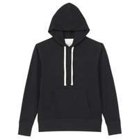 無印良品 MUJI 無印良品 男式 粗细不均棉线毛圈套头连帽衫 黑色 M