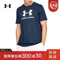 Under Armour 安德玛官方 UA男子 Sportstyle 运动短袖T恤-1329590 深蓝色408 XL