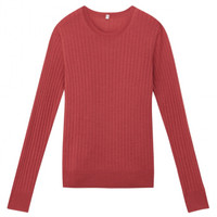 無印良品 MUJI 無印良品 女式 羊毛桑蚕丝 宽罗纹圆领毛衣 烟熏粉色 XXL