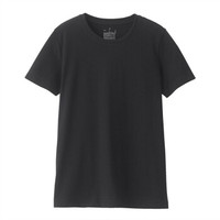 無印良品 MUJI 無印良品 女式 印度棉天竺编织 圆领短袖T恤 黑色 XL