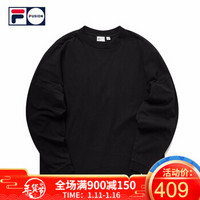 FILA FUSION 斐乐 情侣长袖T恤 2019冬季新款潮牌休闲运动长袖衫 黑色-BK（宽松版型，建议拍小一码） 175/96A/L