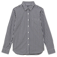 無印良品 MUJI 無印良品  女式 水洗棉双重格子衬衫 黑色 XL