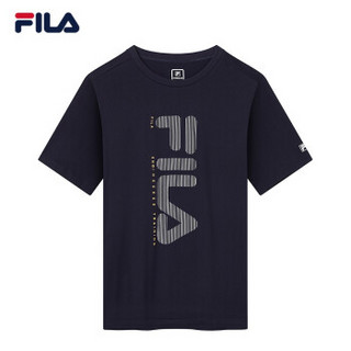 1FILA 斐乐官方 男子短袖T恤 2019秋季新款LOGO款运动T恤 RD宝蓝-NV 185/104A/XXL