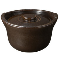 无印良品 MUJI 陶土饭锅 1.5杯米（0.27升） 锅巴茶色 约直径18×高12cm 容量270mL外口径18m