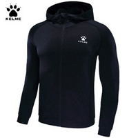 卡尔美 健身服男速干透气跑步训练紧身衣连帽外套3981512 黑色 L