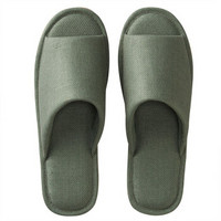 MUJI 麻斜纹织 厚底拖鞋 绿色 L 260mm（2.0）