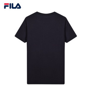 FILA 斐乐官方 男子短袖T恤 2019夏季新品运动休闲LOGO刺绣T恤 深蓝色-NV 180/100A/XL